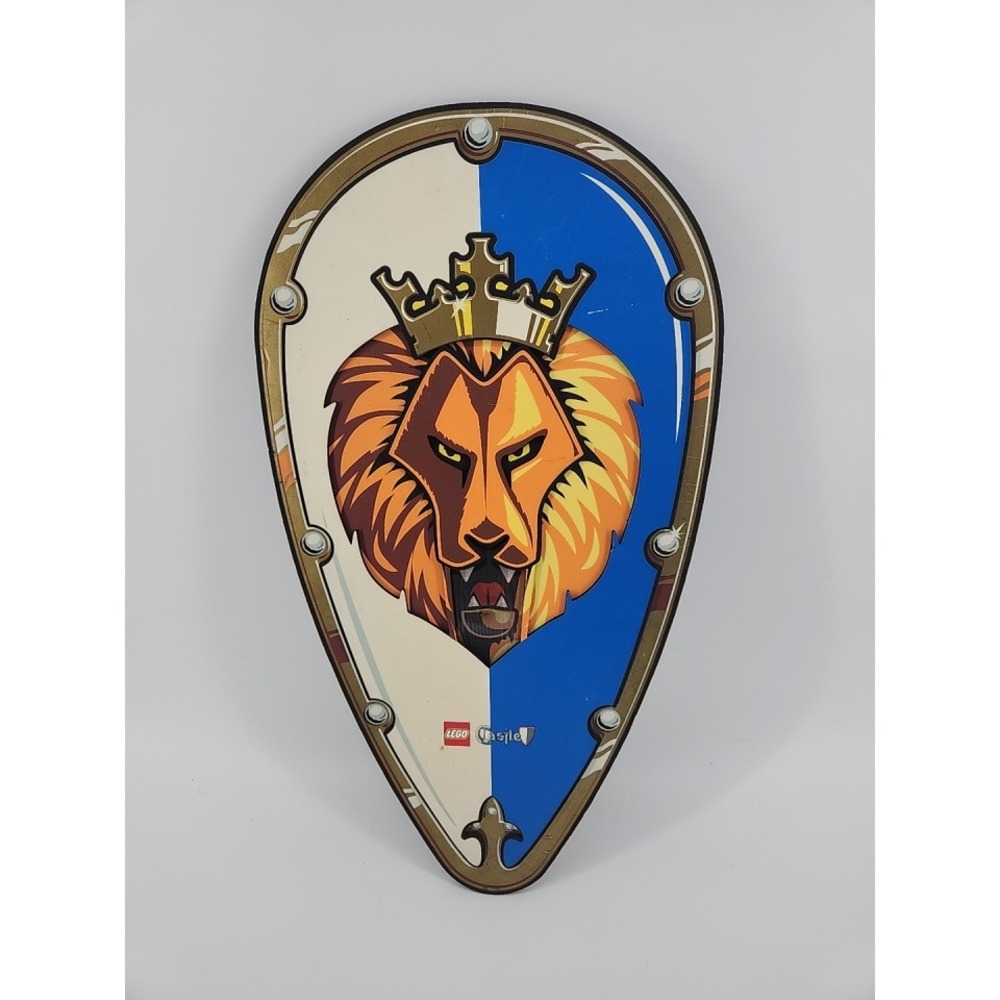 LEGO Castle Lion Knights Foam Shield Blue White Lion Head Crown Medieval Toy